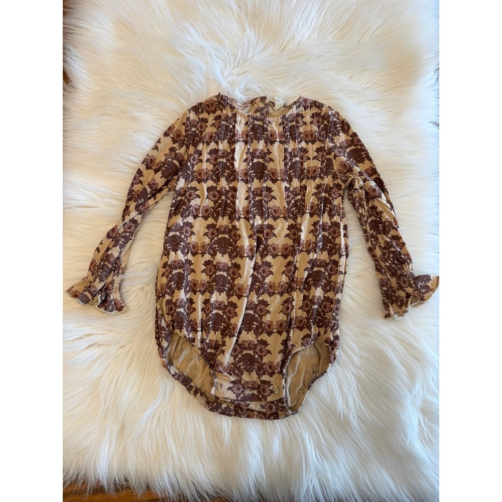 Kate Quinn brown floral longsleeve 12/18m‎ EUC